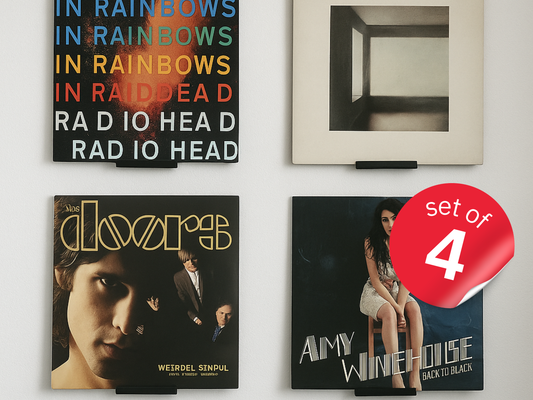 Minimalist Vinyl Record Wall Mounts – Set of 4 (Black)
