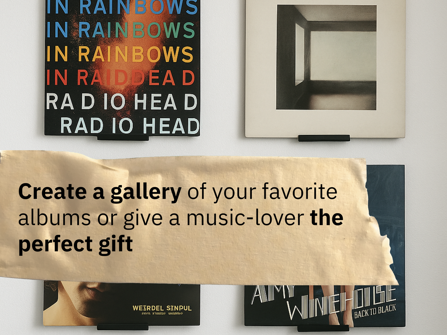 Minimalist Vinyl Record Wall Mounts – Set of 4 (Black)