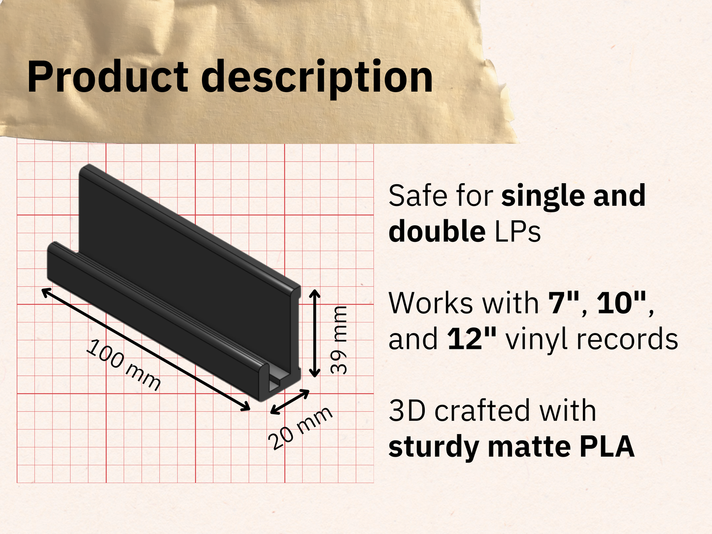 Minimalist Vinyl Record Wall Mounts – Set of 4 (Black)