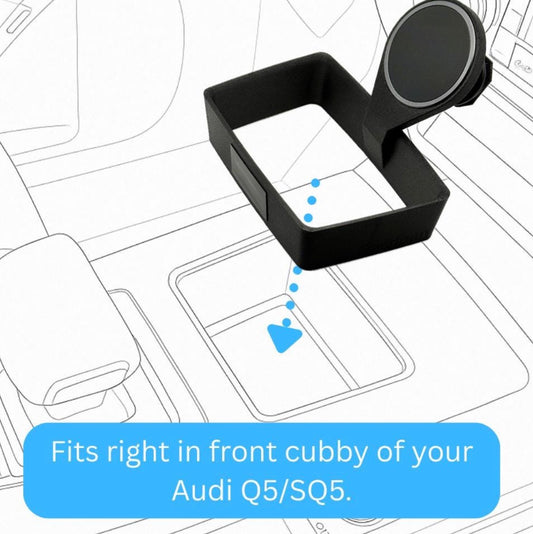 Audi center console phone charger mount Q5 / SQS5  / A5 / A4 B9.5 (2020+), compatible iPhone and Android.