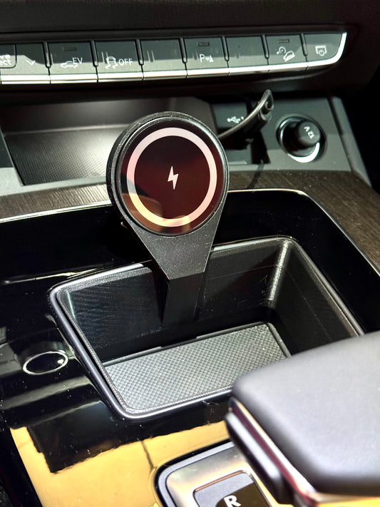 Audi center console phone charger mount Q5 / SQS5  / A5 / A4 B9.5 (2020+), compatible iPhone and Android.